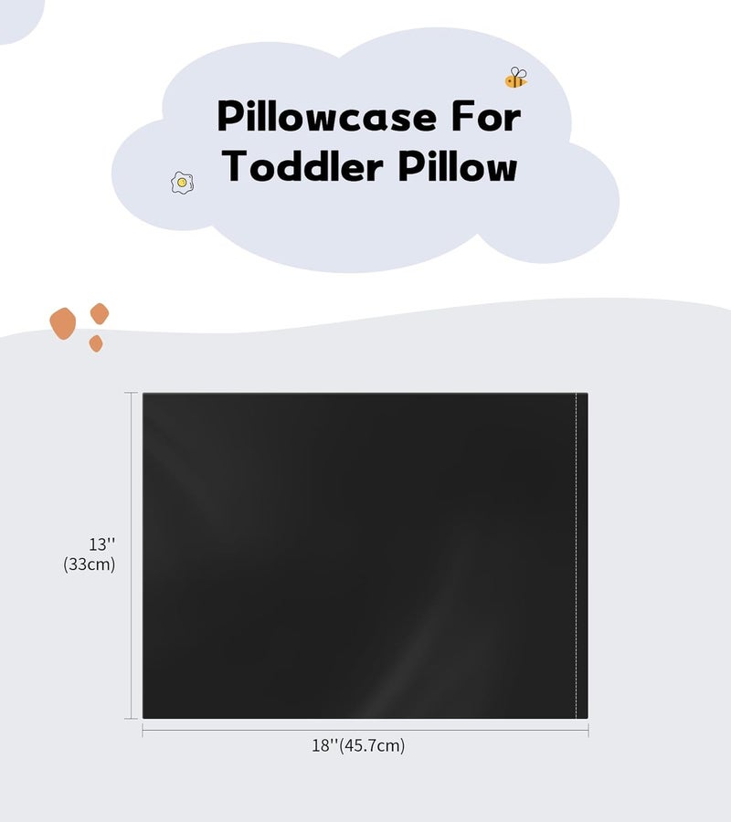 DEEPDREAM Toddler Pillowcases for 13x18 Pillow 2 Pack, 100% Cotton Travel Pillow Case Cover, 600 Thread Count Cotton Pillow Covers, Soft & Breathable Small Pillow Cases Envelope Closure, Black - Image 2